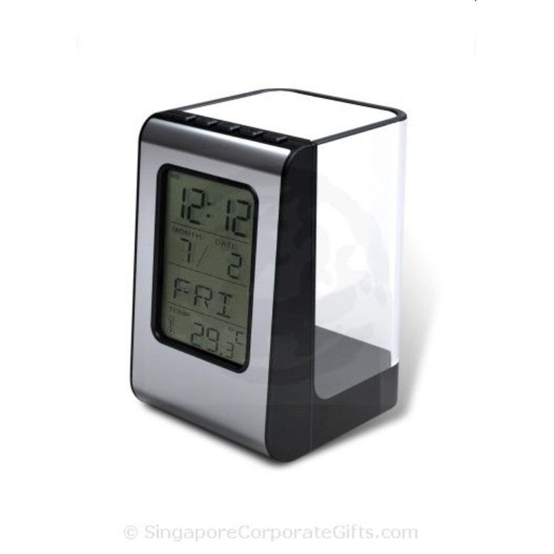Pen Holder With Clock Thermometer and Calendar