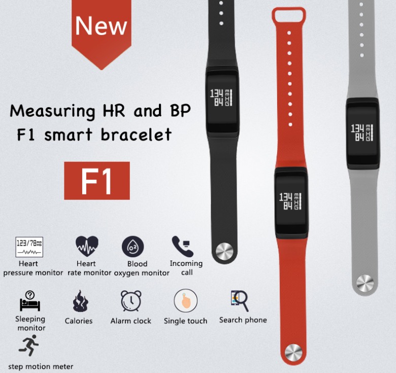 F1 Smart Bracelet with Blood Pressure Oximeter Heart Rate Monito