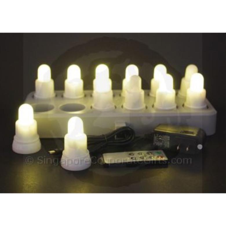 Rechargable 12 Super Bright LED Candle (Single Colour)-remote