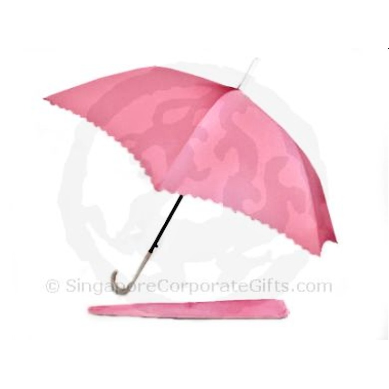 Umbrella with scallop edged and white leather handle Umbrella with scallop edged and white leather handle