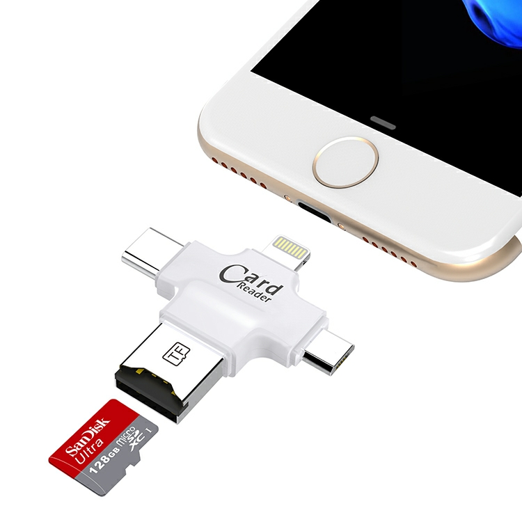 4 in 1 USB OTG TF Micro SD Card Reader for Phone