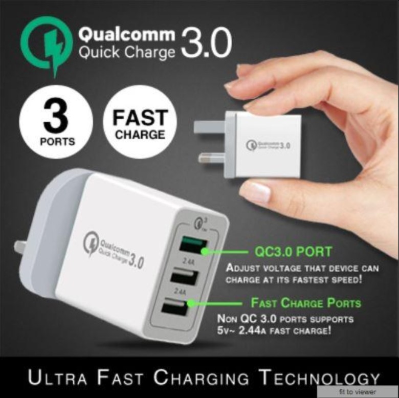 Qualcomm Quick Charge 3.0 Ultra Fast Charger (3 Ports) Qualcomm Quick Charge 3.0 Ultra Fast Charger (3 Ports)