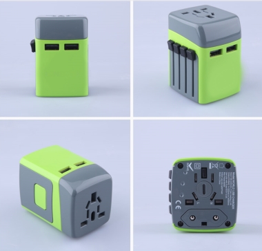 Dual Colour Sliding Universal Electric Plug with 2 USB Hub