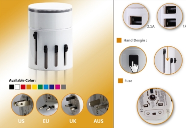 Sliding Universal Electric Plug with 2 USB Hub