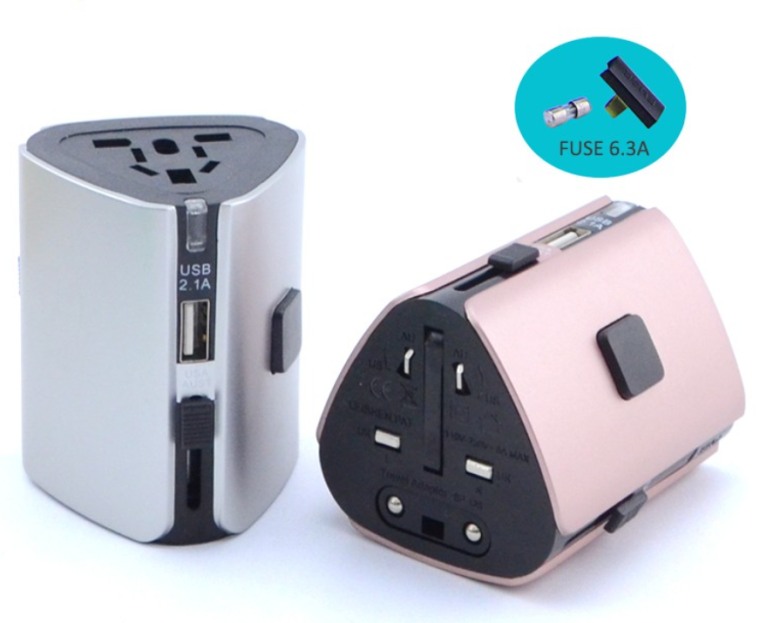Quick Charge Universal Electric Plug with USB Hub (6.3A Fuse)