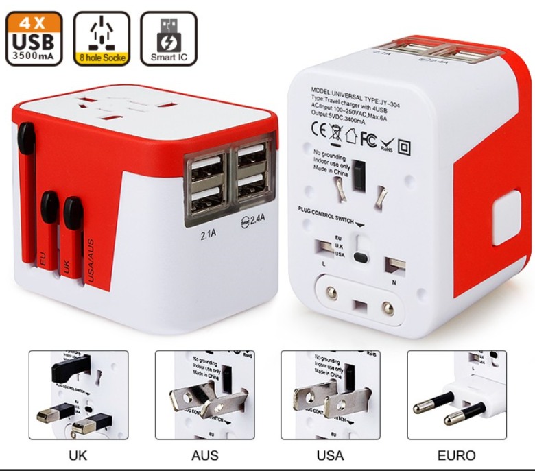 Universal Electric Adaptor with USB Charging Port