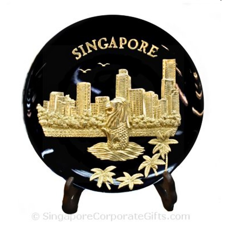 Gold Merlion Plaque (Black)